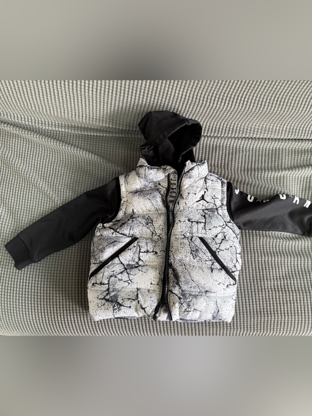 Jordan Black and White Hooded Jacket with Branded Trim